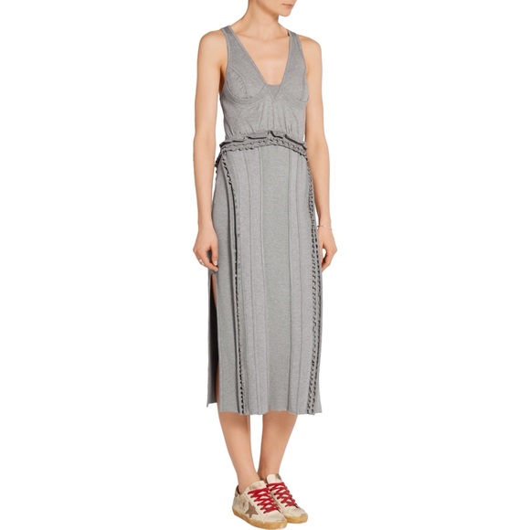 ALEXANDER WANG Ruffle Jersey Grey Dress Sz 4 - Picture 3 of 11
